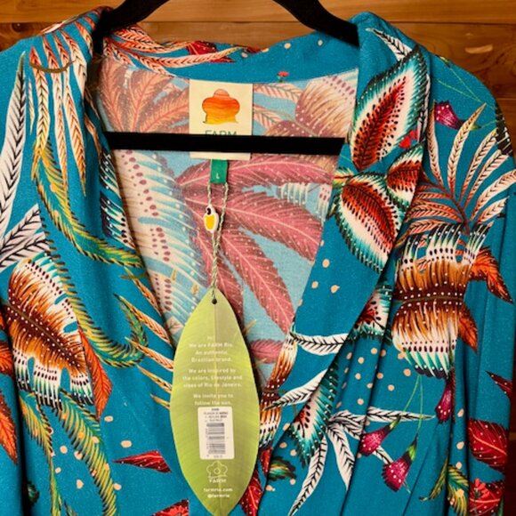 Farm Rio Teal Leaf Maxi Dress - Picture 2 of 7